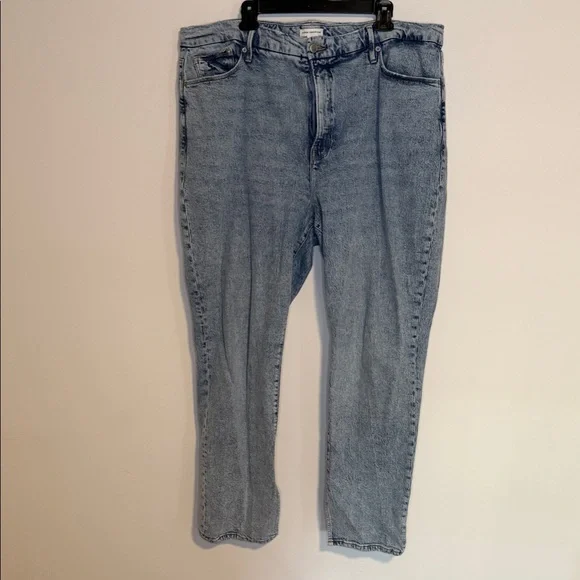Good American Good Boy Split Hem High Waist Straight Leg Jeans